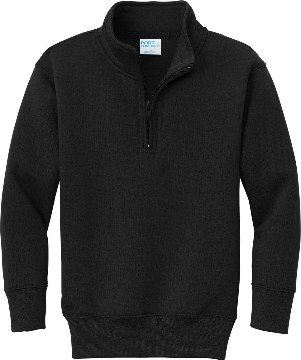 Front View of JetBlack Port & Co Youth Core Fleece 1/4-Zip Pullover Sweatshirt PC78YQ