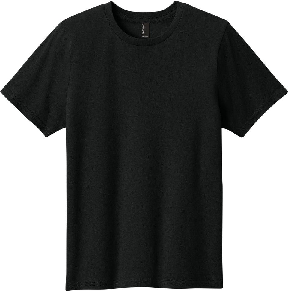 Front View of JetBlack Port & Co Youth Easy Cotton Tee PC43Y