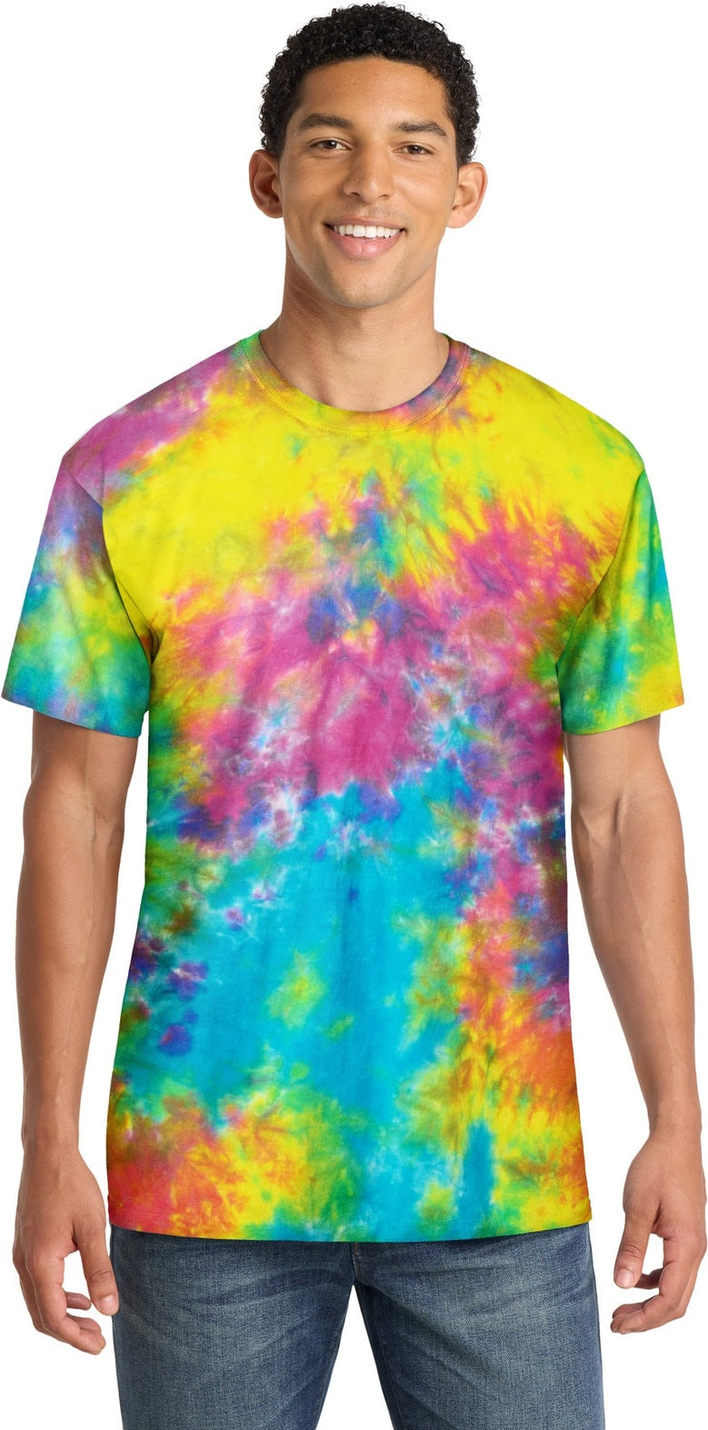 Front View of JwltnCbrst Port & Co Crystal Tie-Dye Tee PC145