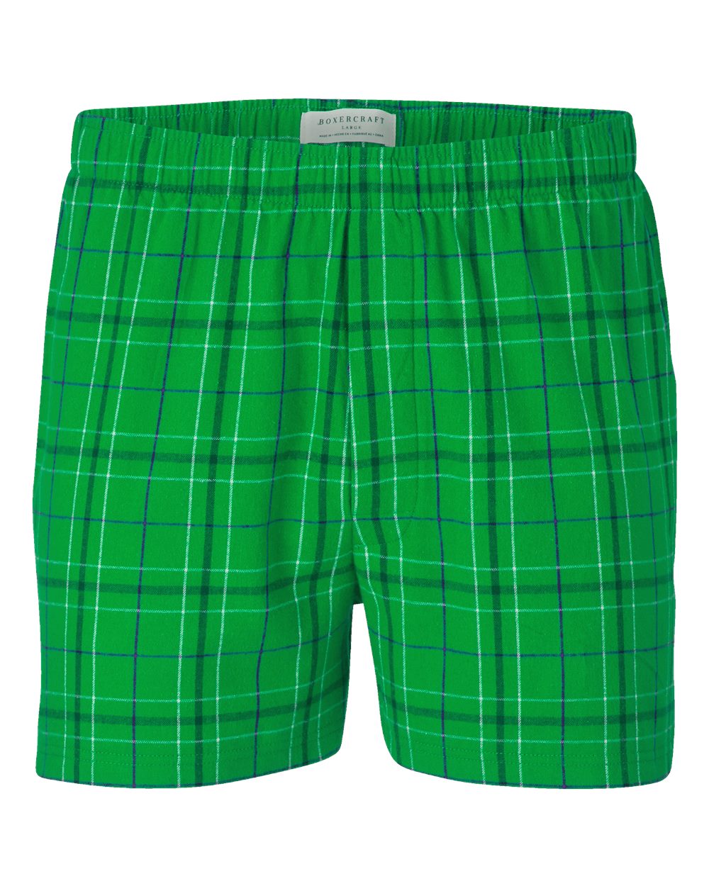 Front View of Kelly Field Day Plaid Double Brushed Flannel Boxers - BM6701