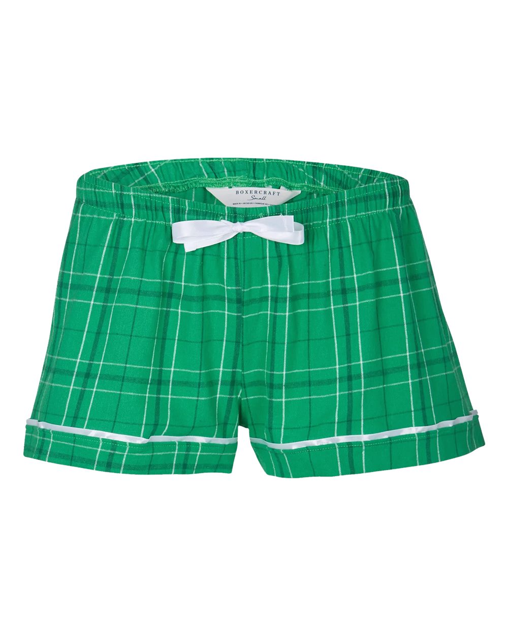 Front View of Kelly Field Day Plaid Women's Flannel Shorts - BW6501