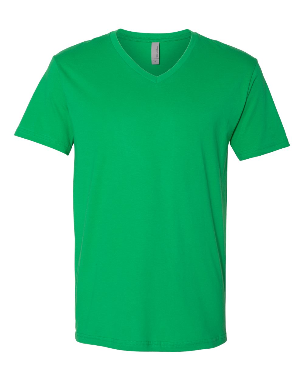 Front View of Kelly Green Cotton V-Neck T-Shirt - 3200