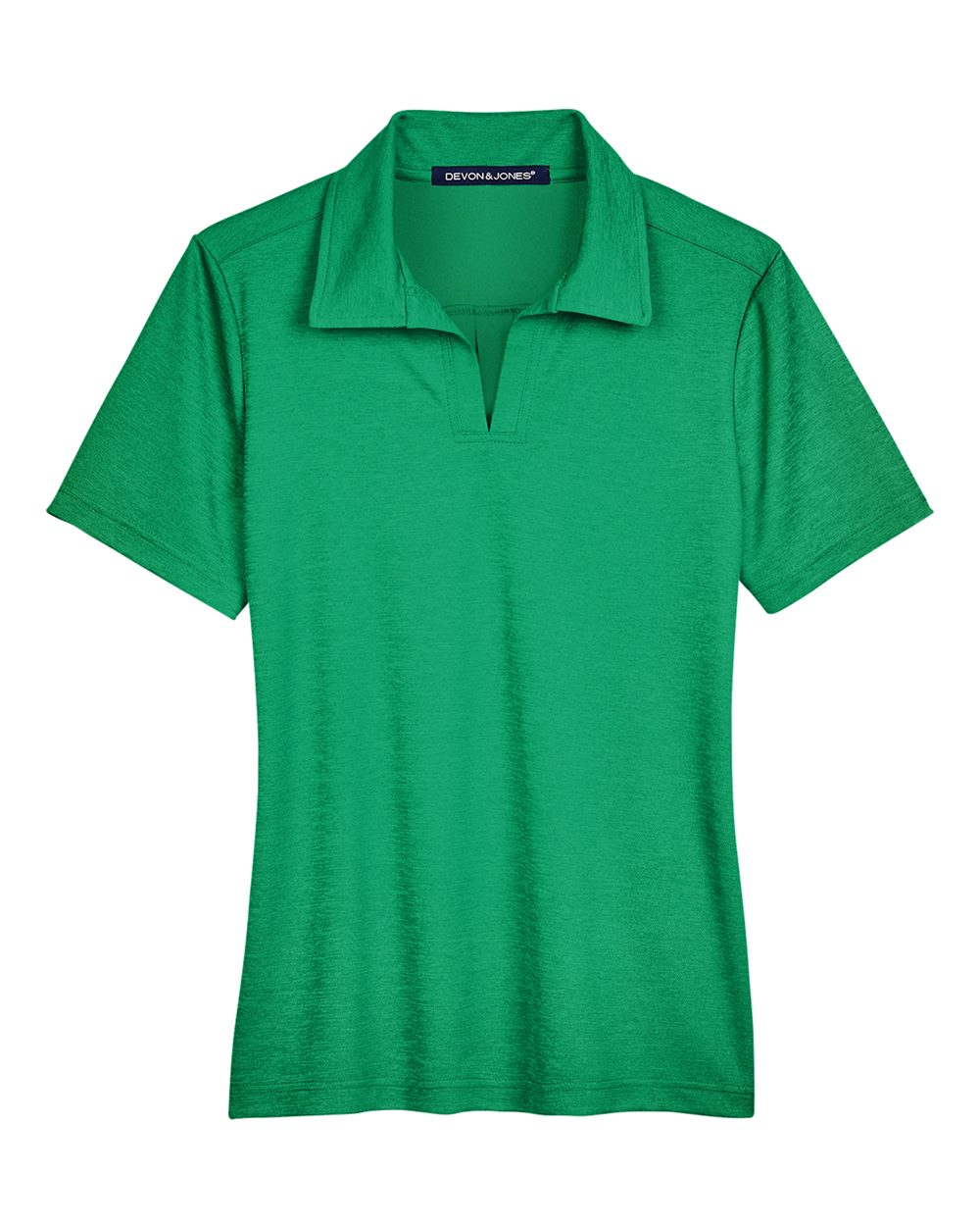 Front View of Kelly Green Heather Women's CrownLux Performance® Address Melange Polo - DG22W