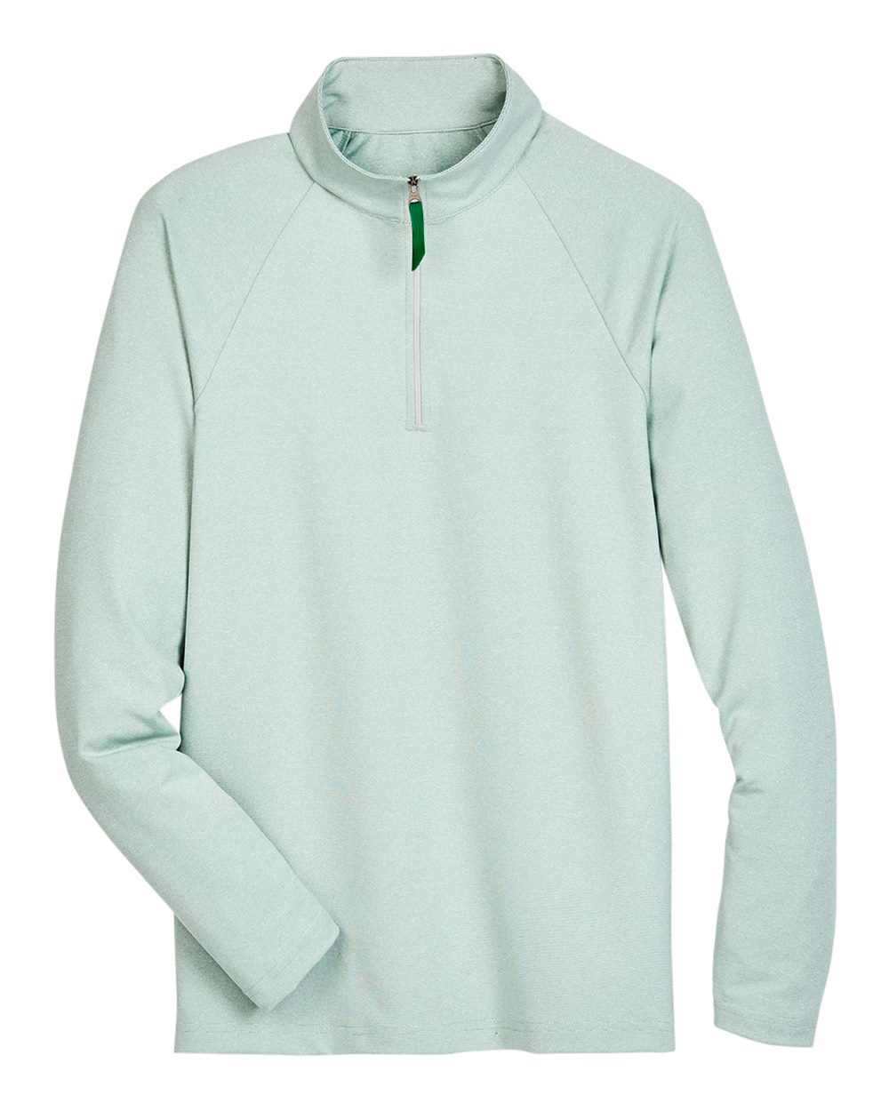 Front View of Kelly Green Men's CrownLux Performance® Clubhouse Micro-Stripe Quarter-Zip Pullover - DG480