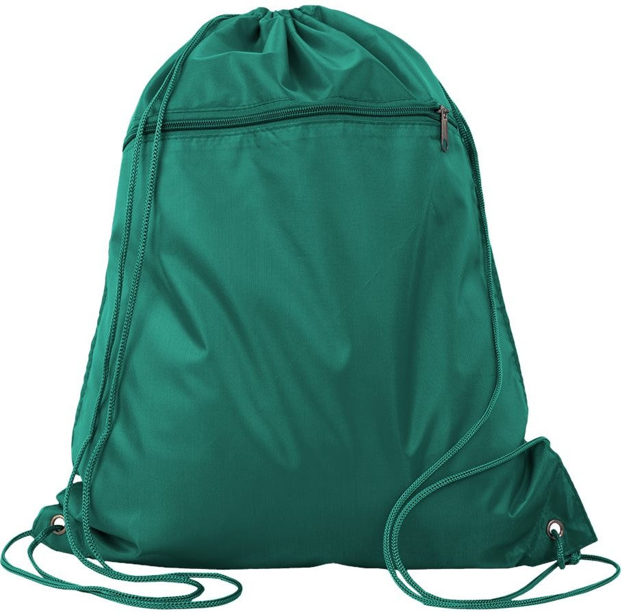 Front View of Kelly Green Polyester Cinchpack - Q135200