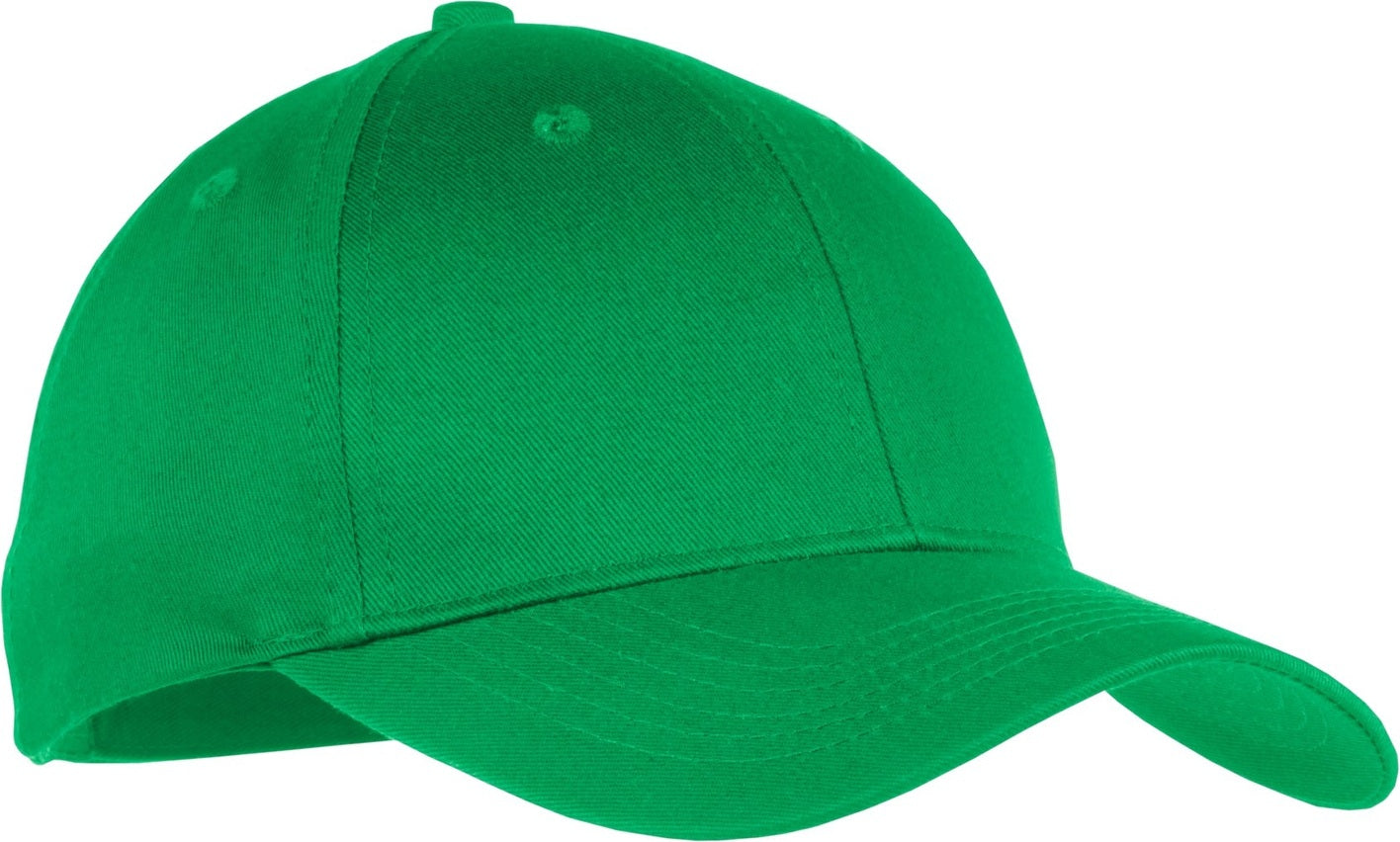 Front View of Kelly Green Port Authority Youth Six-Panel Twill Cap. YCP80