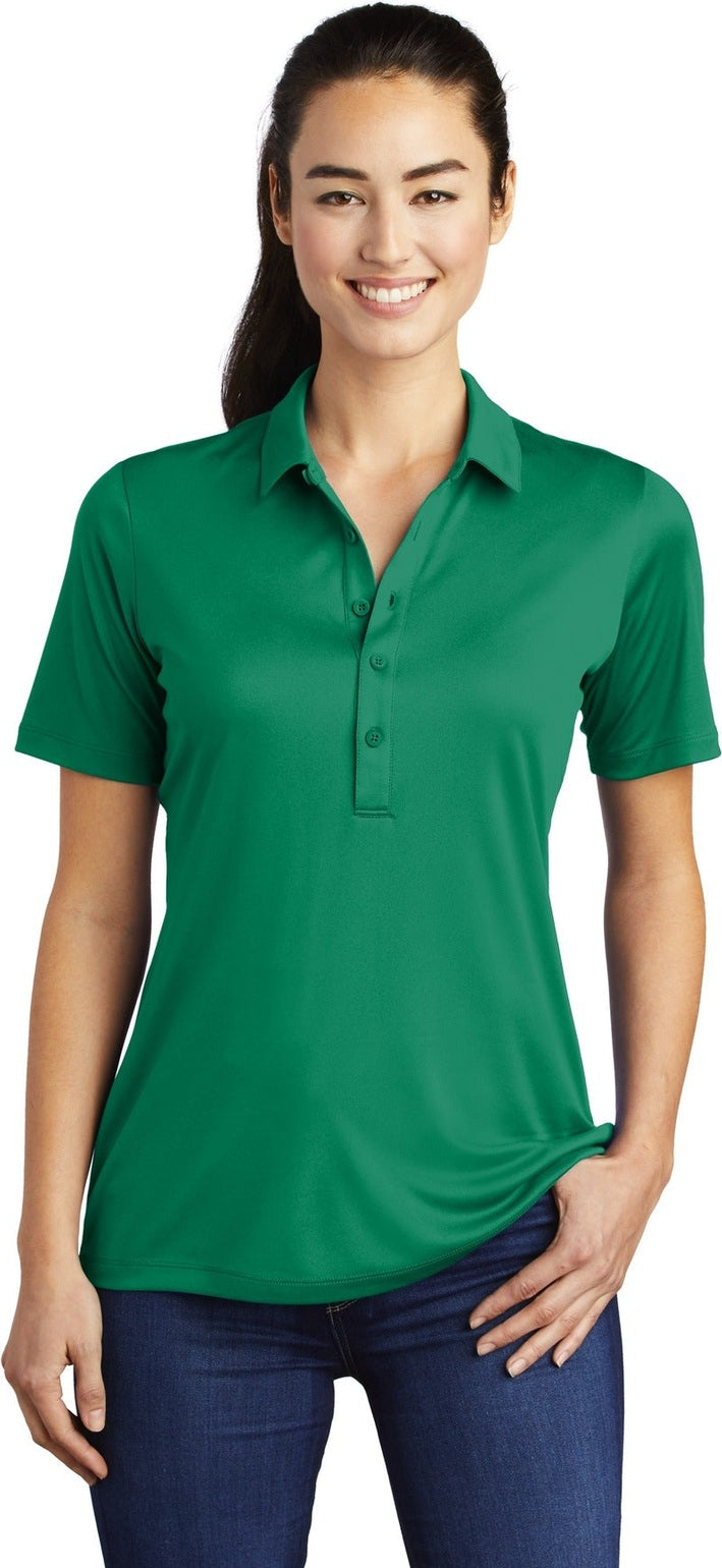 Front View of Kelly Green Sport-Tek Women's Posi-UV Pro Polo. LST520