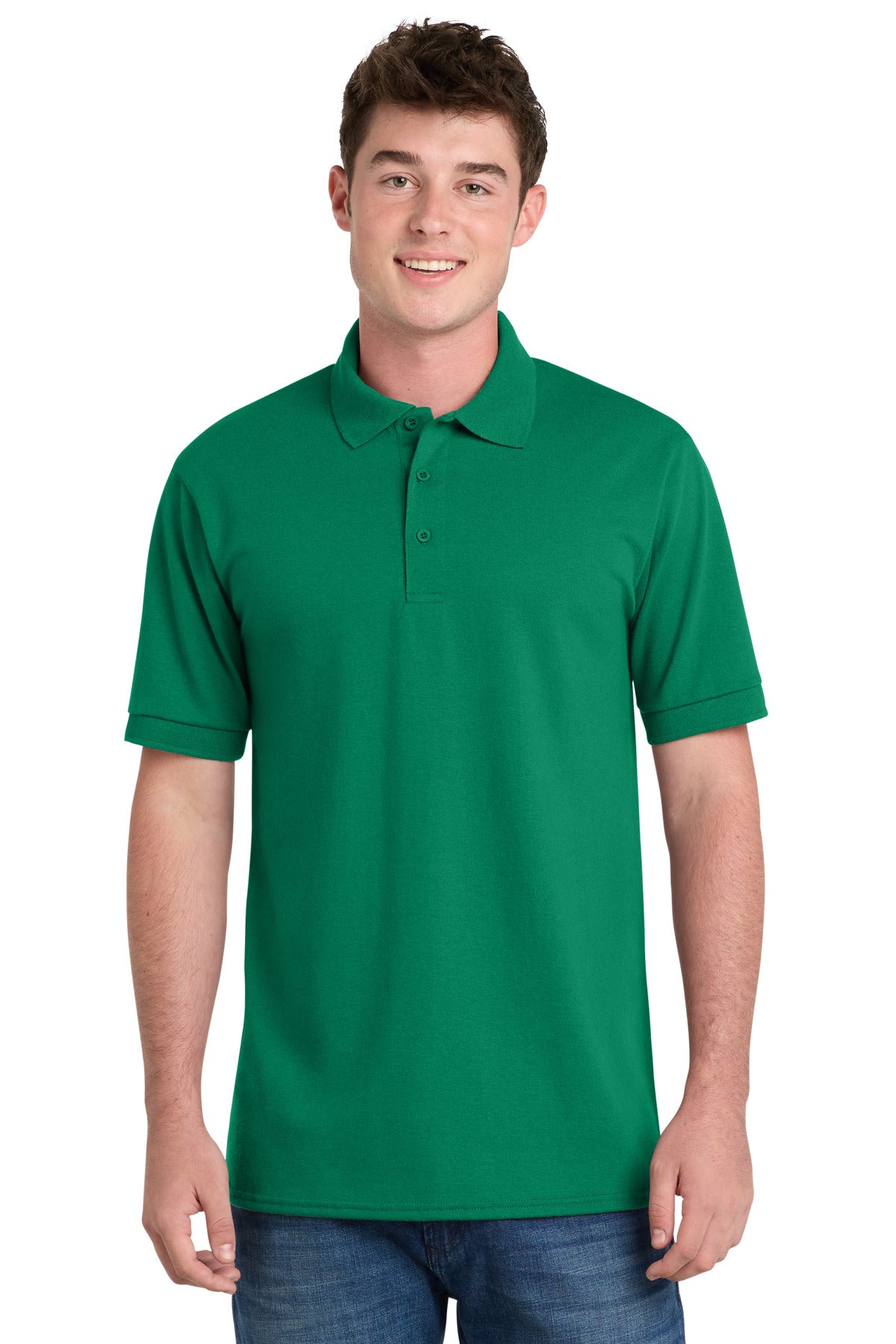 Front View of Kelly Port & Co Core Blend Jersey Knit Polo. KP55