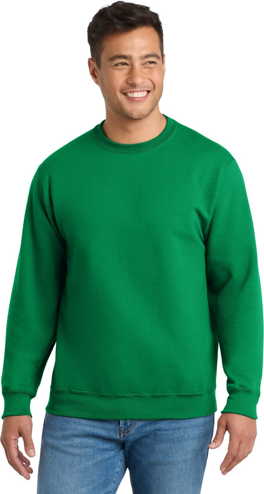 Front View of KELLY Port & Co Essential Fleece Crewneck Sweatshirt. PC90