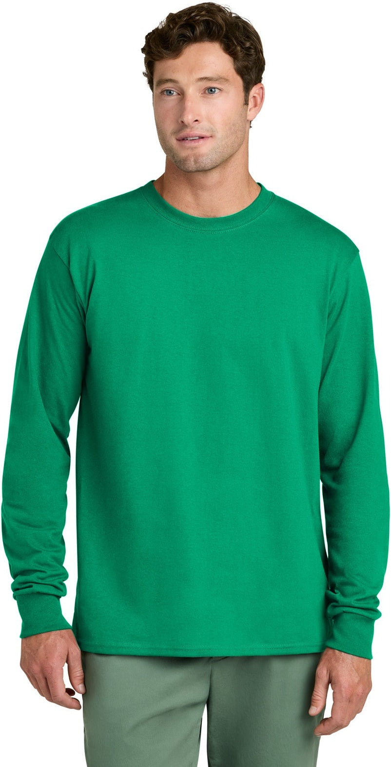 Front View of Kelly Port & Co Long Sleeve Core Cotton Tee. PC54LS