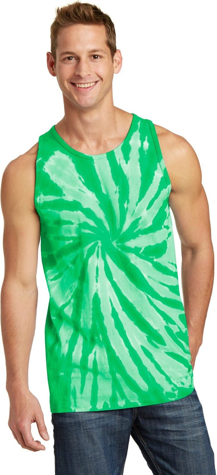 Front View of Kelly Port & Co Tie-Dye Tank Top. PC147TT