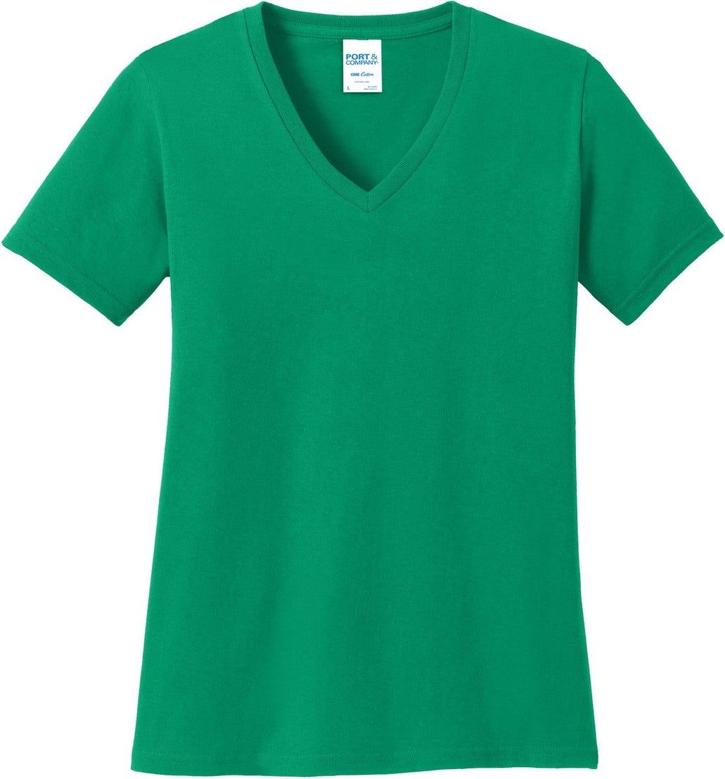 Front View of Kelly Port & Co Women's Core Cotton V-Neck Tee. LPC54V