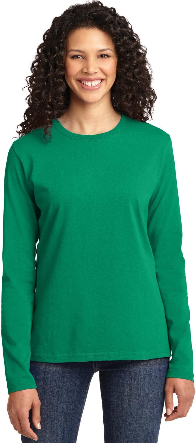 Front View of Kelly Port & Co Women's Long Sleeve Core Cotton Tee. LPC54LS