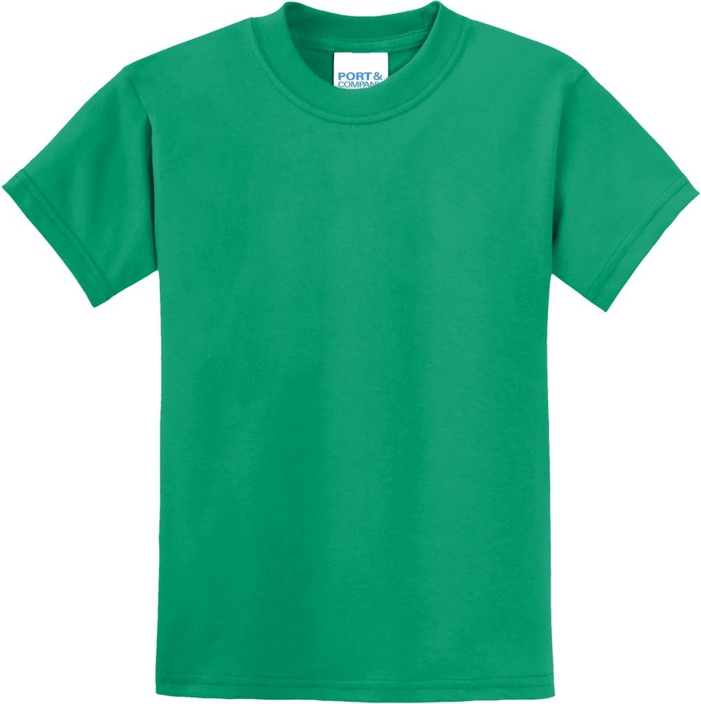 Front View of Kelly Port & Co Youth Core Blend Tee. PC55Y