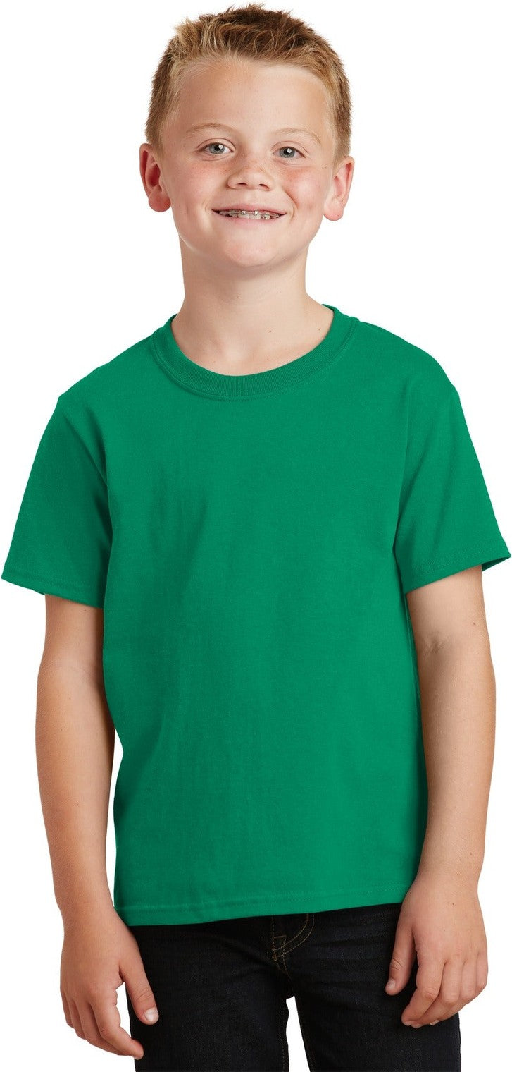 Front View of Kelly Port & Co Youth Core Cotton Tee. PC54Y