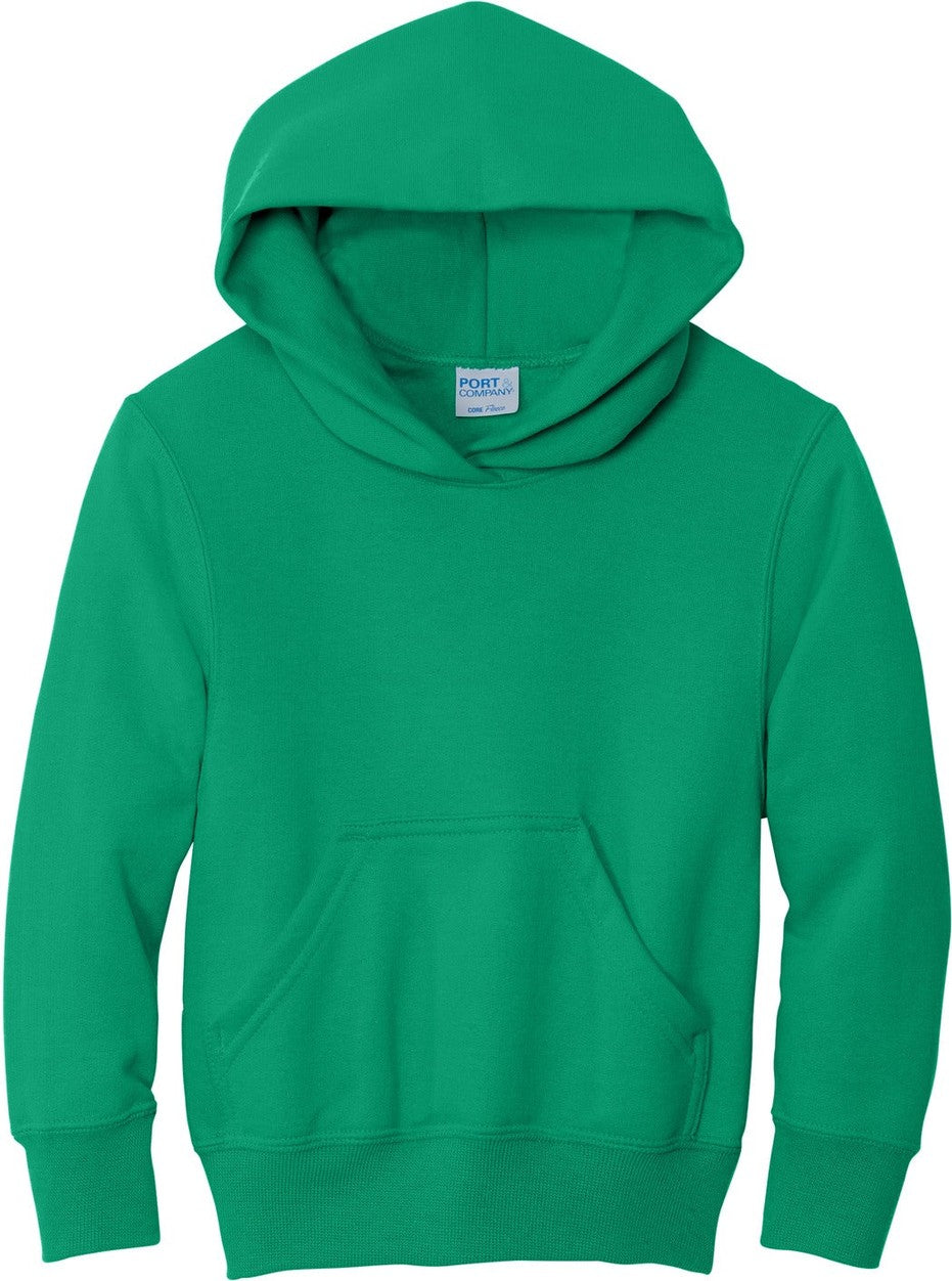 Front View of Kelly Port & Co Youth Core Fleece Pullover Hooded Sweatshirt. PC90YH