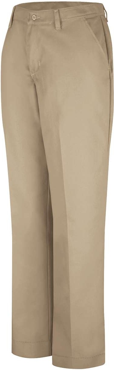 Front View of Khaki - 28I Women's Dura-Kap Industrial Pants - PT21