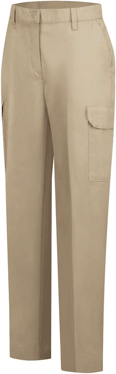 Front View of Khaki - 28I Women's Industrial Cargo Pants - PT89