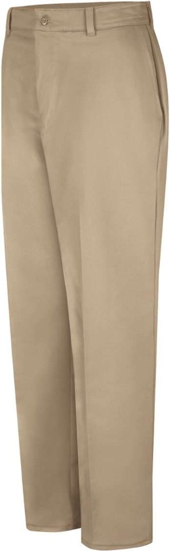 Front View of Khaki - 30I Wrinkle-Resistant Cotton Work Pants Odd Waist Sizes - PC20ODD