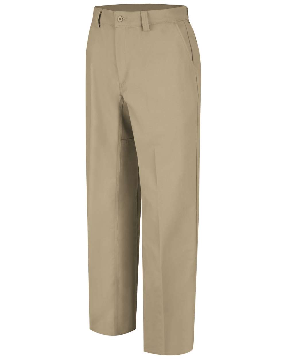 Front View of Khaki - 32I, 50W Plain Front Work Pants - WP70
