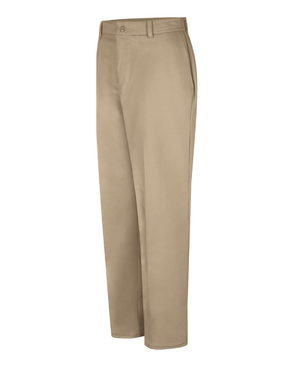 Front View of Khaki - 32I Wrinkle-Resistant Cotton Work Pants Odd Waist Sizes - PC20ODD