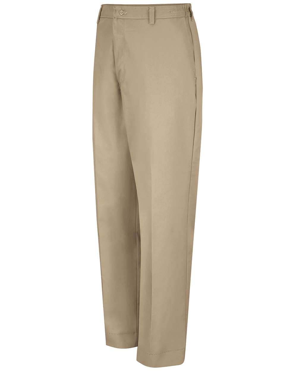 Front View of Khaki - 37 Unhemmed Elastic Insert Work Pants - PT60