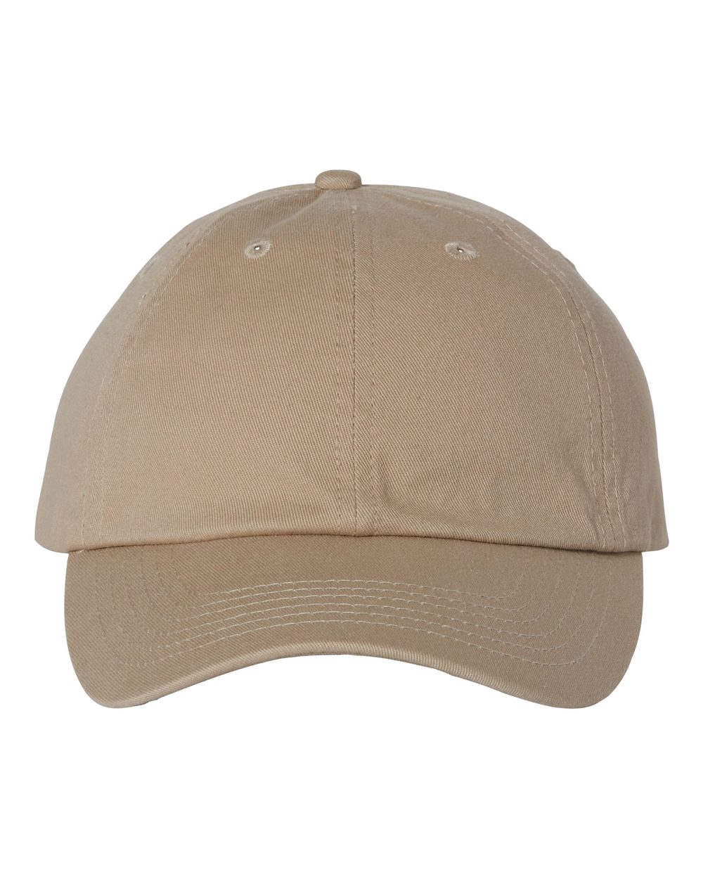 Front View of Khaki Bio-Washed Classic Dad Hat - VC300A