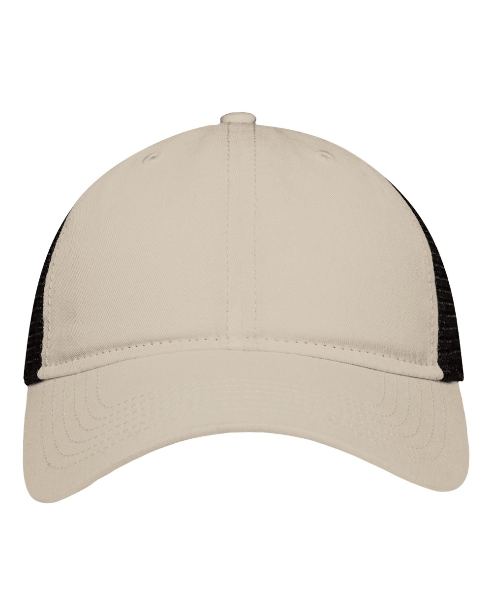 Front View of Khaki/ Black Mesh Dad Hat Fit - SP1750