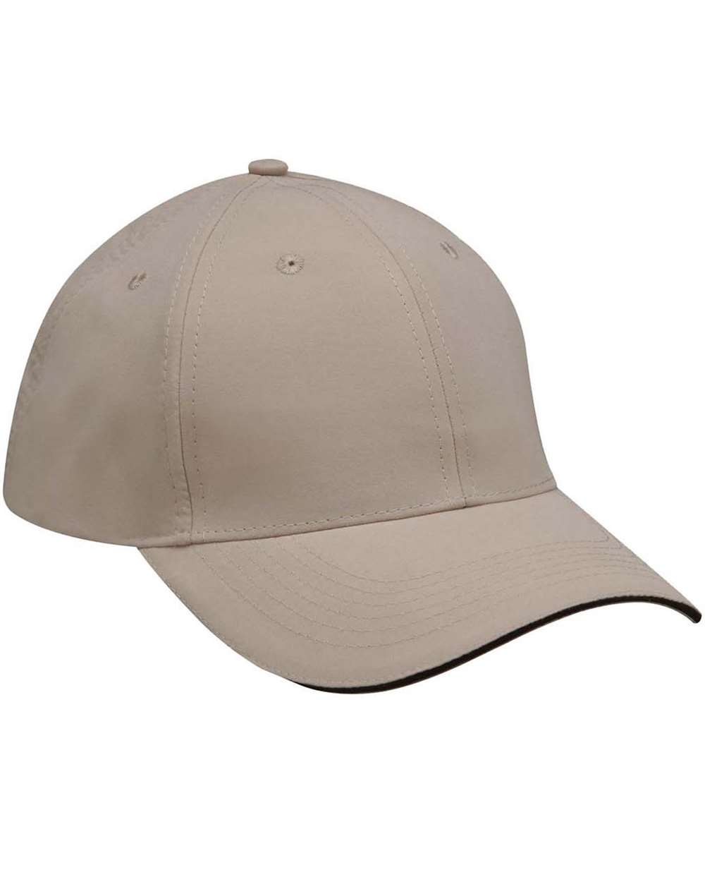 Front View of Khaki/ Black Performer Cap - PE102