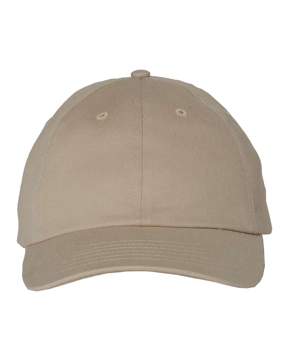 Front View of Khaki Brushed Twill Cap - VC200