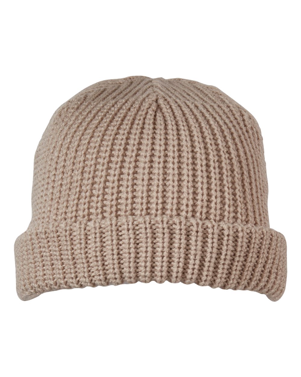 Front View of Khaki Dock Cuffed Beanie - BA698