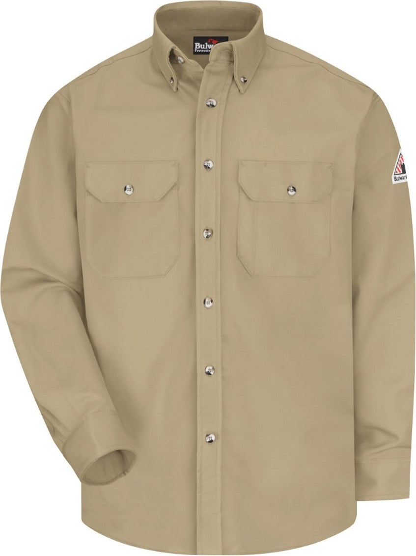 Front View of Khaki Dress Uniform Shirt - Excel FR ComforTouch - 7 oz. - SLU2