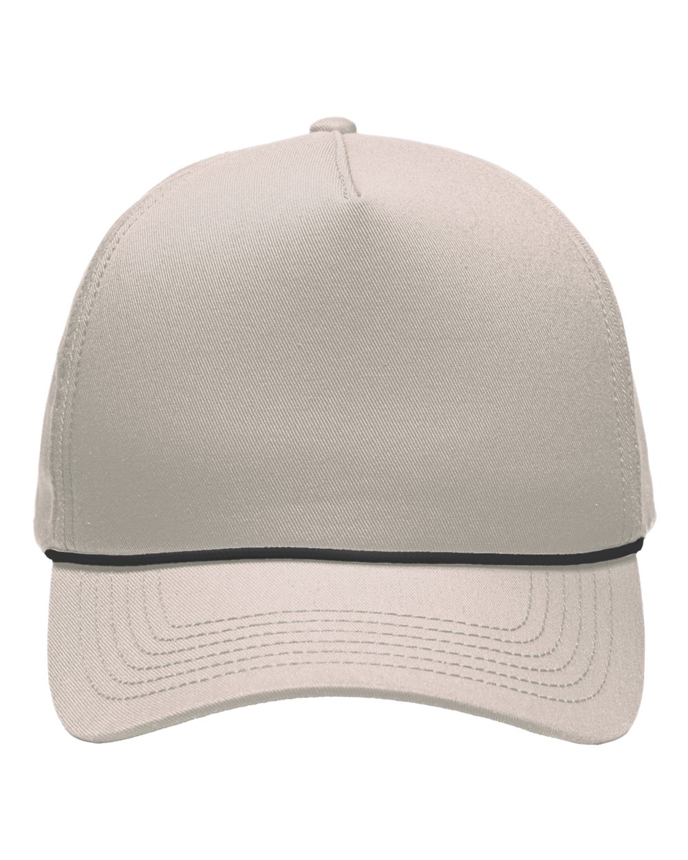 Front View of Khaki Five-Panel Rope Heritage Fit Cap - SP1300