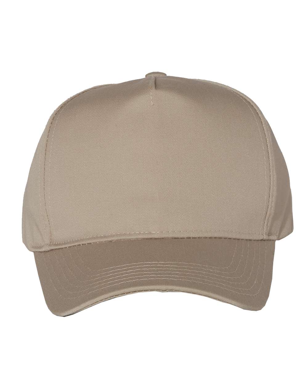 Front View of Khaki Five-Panel Twill Cap - 8869