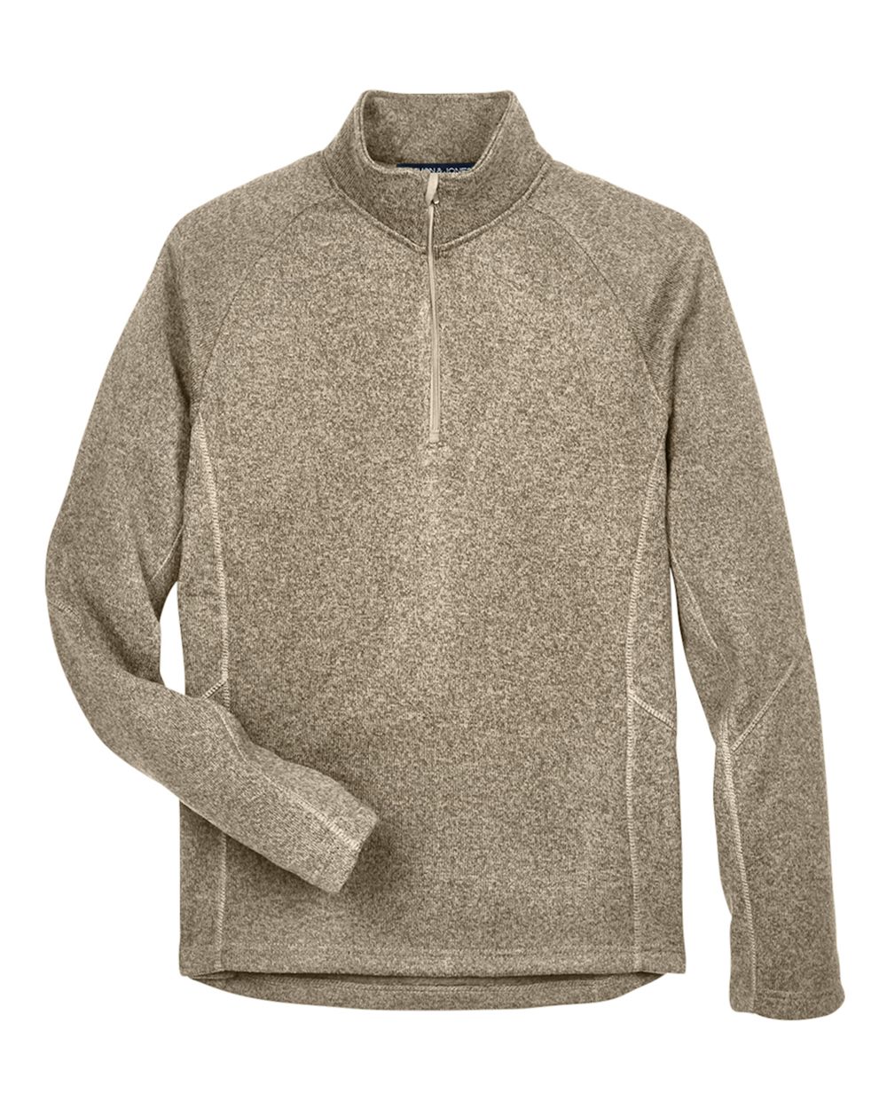 Front View of Khaki Heather Unisex Bristol Sweater Fleece Quarter-Zip Pullover - DG792
