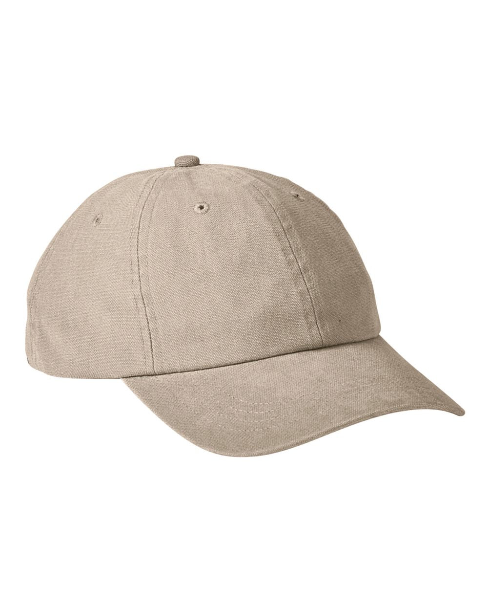 Front View of Khaki Heavy Washed Canvas Cap - BA610