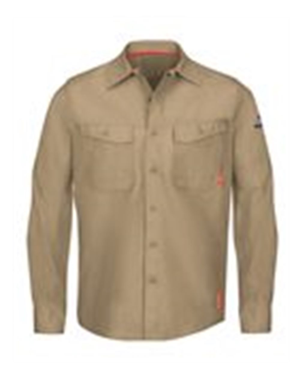 Front View of Khaki iQ Series® Endurance Work Shirt - Tall Sizes - QS40T plain