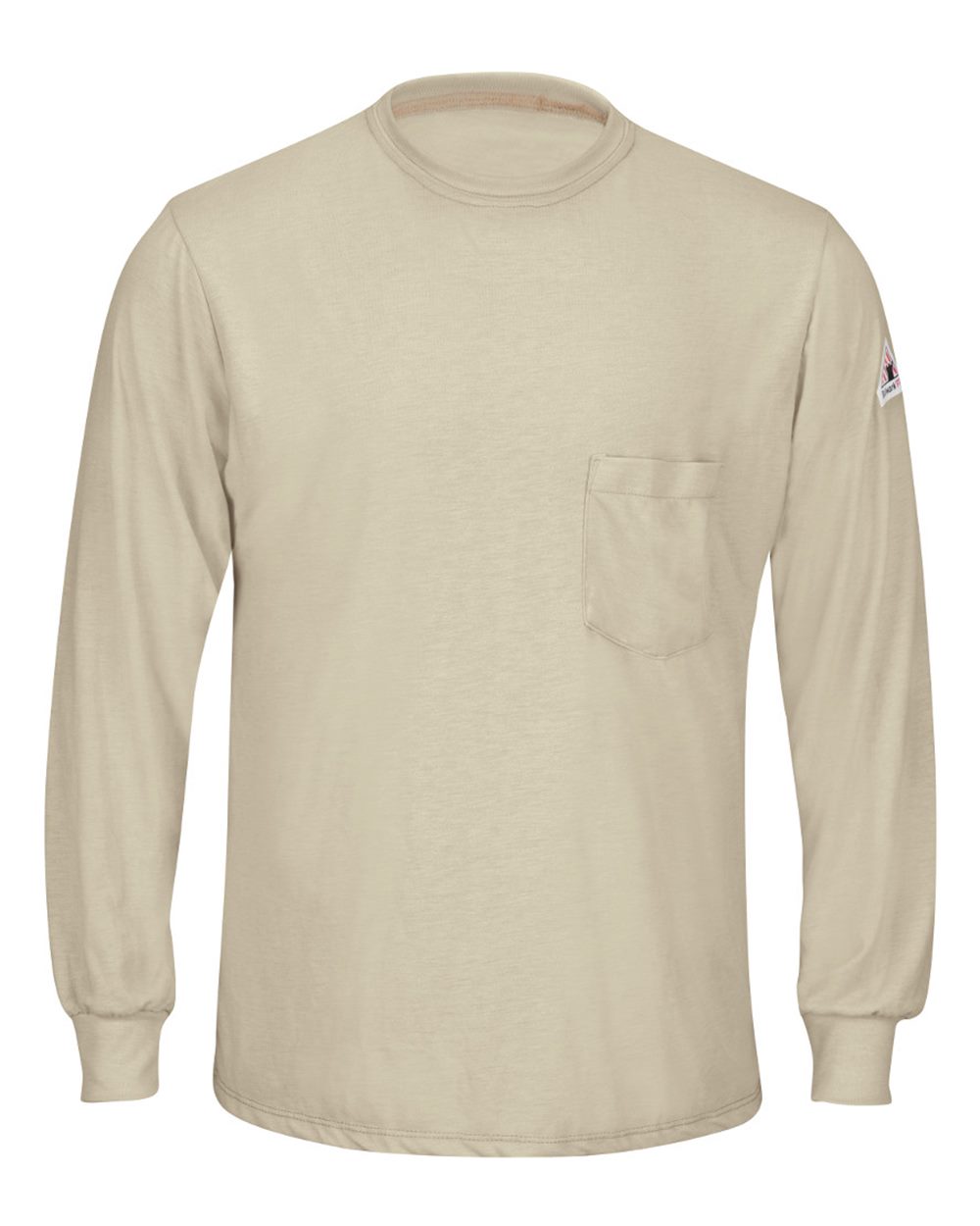 Front View of Khaki Long Sleeve Lightweight T-Shirt - SMT8