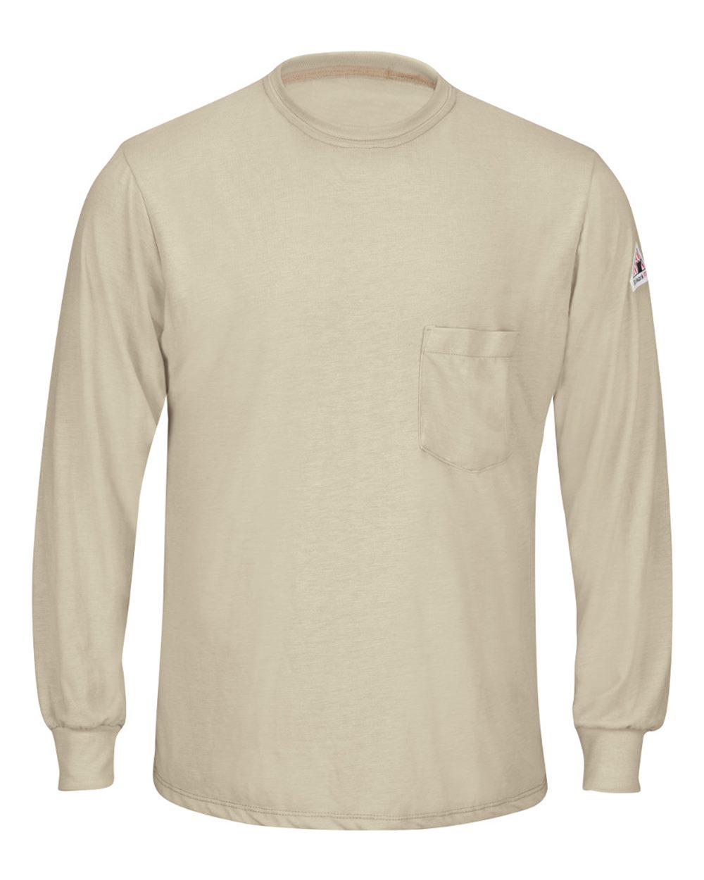 Front View of Khaki Long Sleeve Lightweight T-Shirt - Tall Sizes - SMT8T