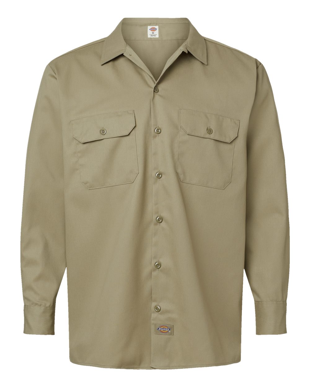 Front View of Khaki Long Sleeve Work Shirt - Tall Sizes - 5574T