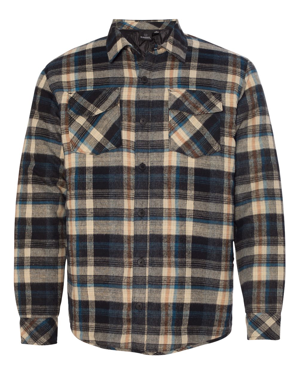Khaki Plaid Quilted Flannel Shirt Jacket - 8610