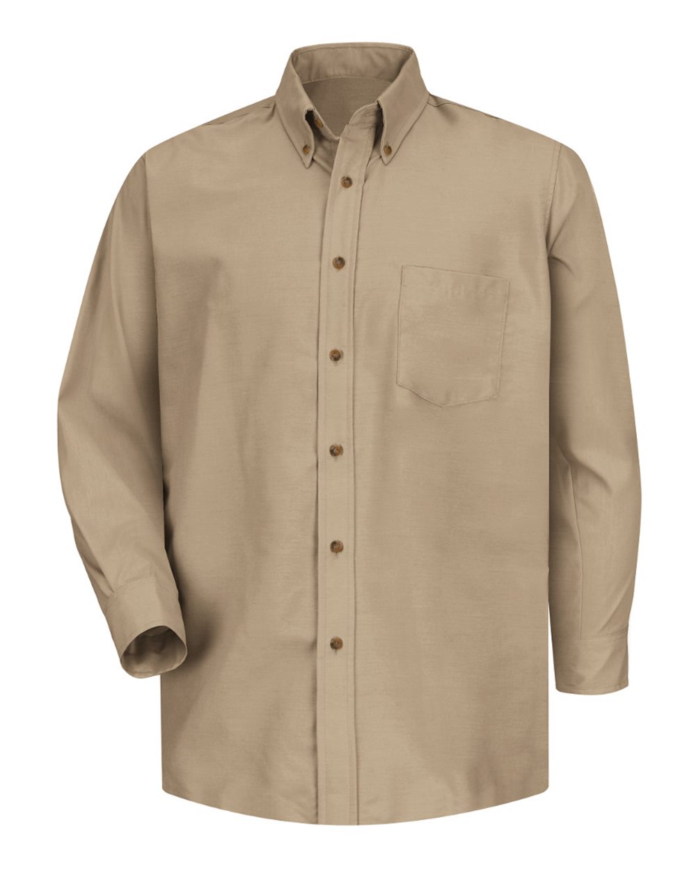 Front View of Khaki Poplin Dress Shirt - SP90