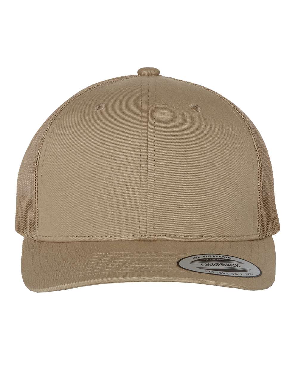 Front View of Khaki Retro Trucker Cap - 6606