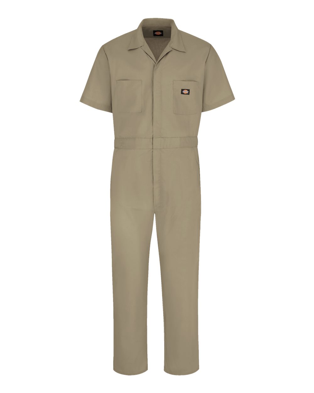 Front View of Khaki Short Sleeve Coverall - 3339