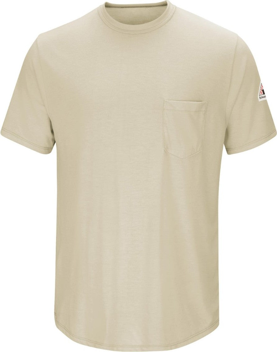 Front View of Khaki Short Sleeve Lightweight T-Shirt - SMT6