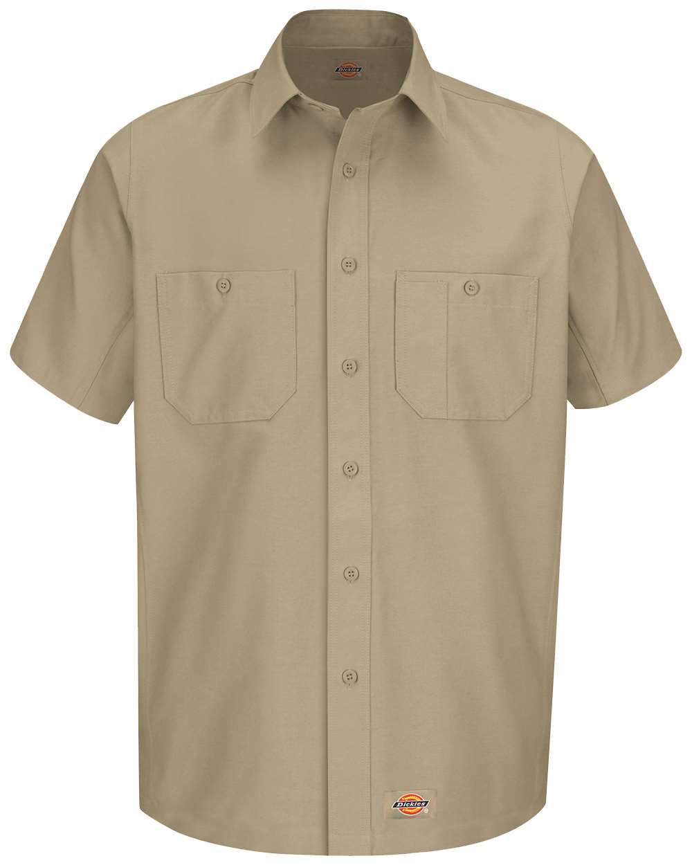 Front View of Khaki Short Sleeve Work Shirt - WS20