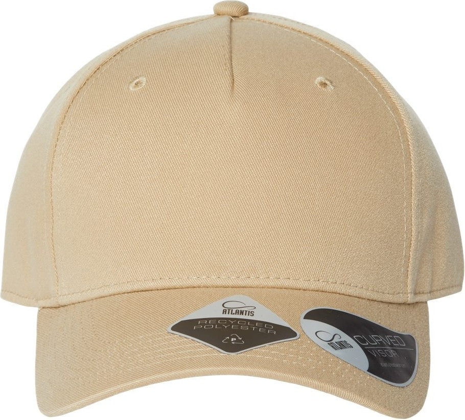 Front View of Khaki Sustainable Five-Panel Cap - FIJI