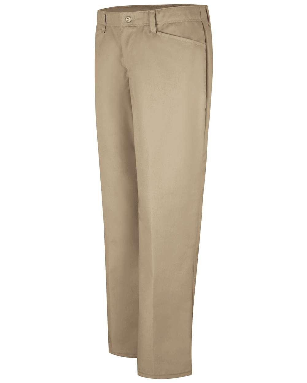 Front View of Khaki - Unhemmed Women&#39;s Work N Motion Pants Extended Sizes - PZ33EXT