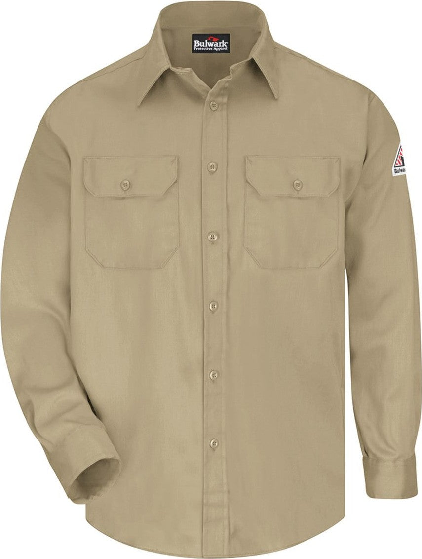 Front View of Khaki Uniform Shirt - Tall Sizes - SLU8T