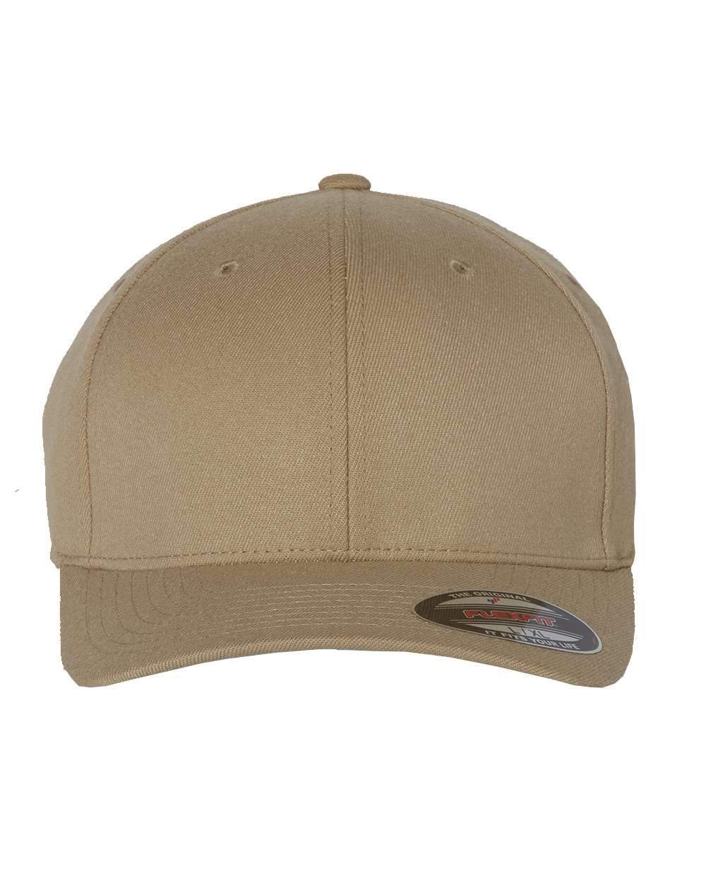 Front View of Khaki Wool-Blend Cap - 6477
